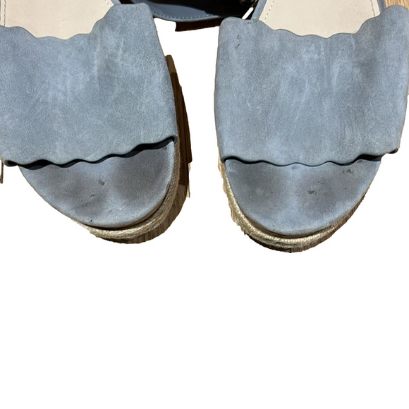 Marc Fisher Espadrille Blue Wedge Sandals Women’s Size 10 Shoes - Picture 4 of 10